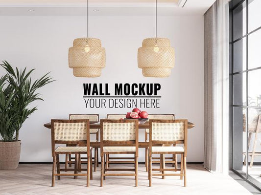 Free Interior Dining Room Wall Mockup Psd