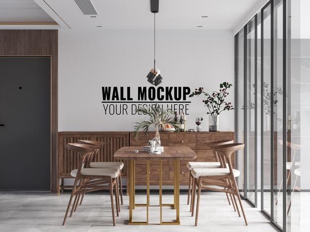 Free Interior Dining Room Wall Mockup Psd