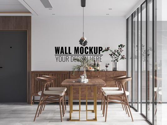Free Interior Dining Room Wall Mockup Psd
