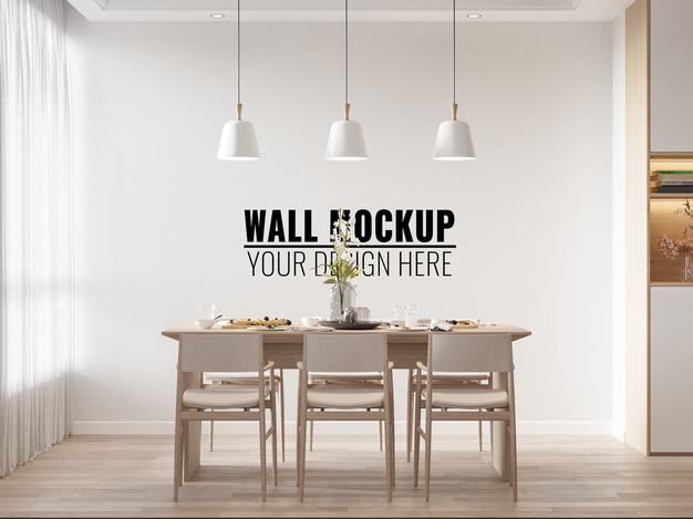 Free Interior Dining Room Wall Mockup Psd