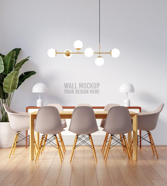 Free Interior Dining Room Wallpaper Mockup Psd