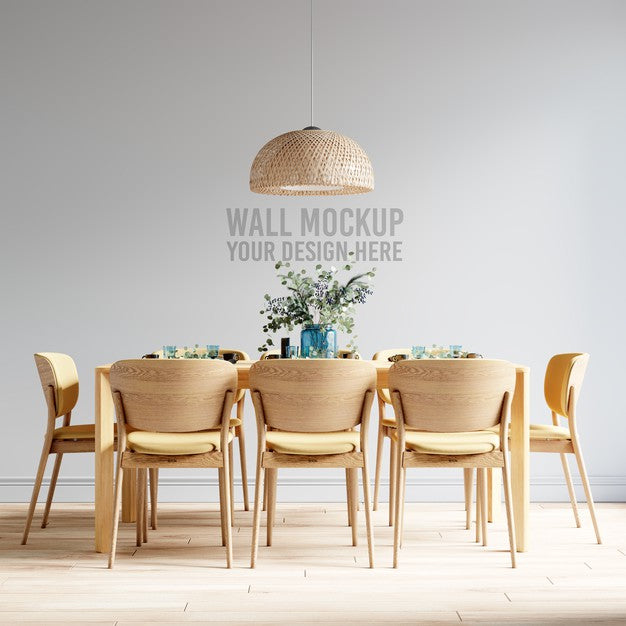 Free Interior Dining Room Wallpaper Mockup Psd