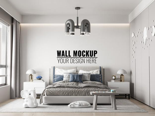 Free Interior Kids Bedroom Wall Mockup Psd