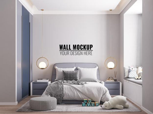 Free Interior Kids Bedroom Wall Mockup Psd