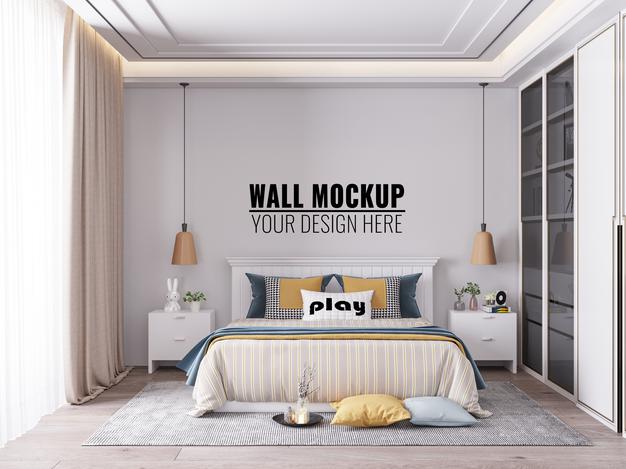 Free Interior Kids Bedroom Wall Mockup Psd