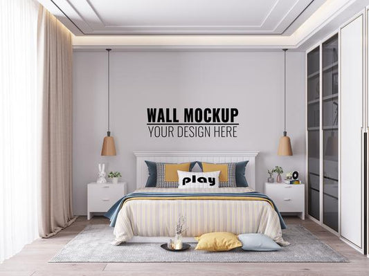 Free Interior Kids Bedroom Wall Mockup Psd
