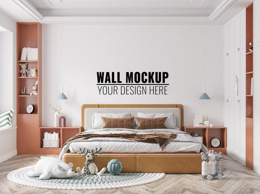 Free Interior Kids Bedroom Wall Mockup Psd