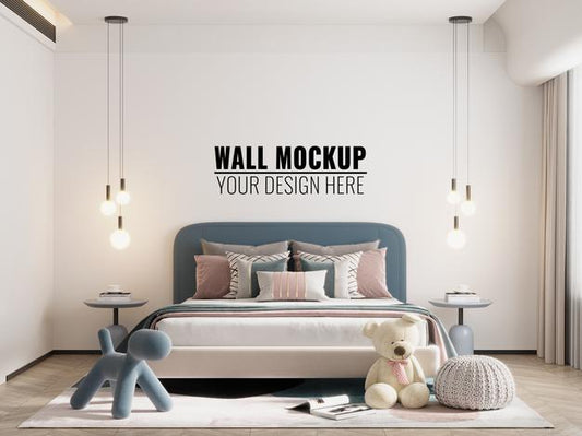 Free Interior Kids Bedroom Wall Mockup Psd