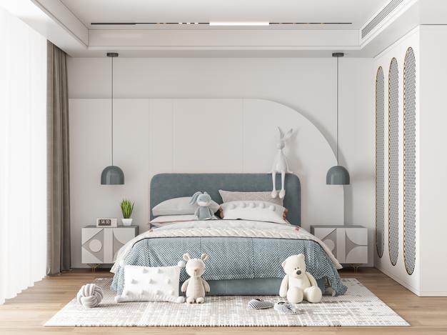 Free Interior Kids Bedroom Wall Mockup Psd