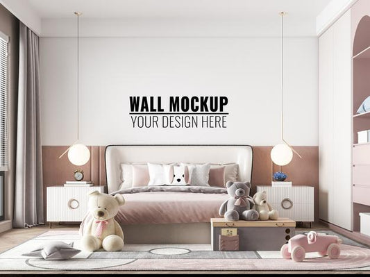 Free Interior Kids Bedroom Wall Mockup Psd