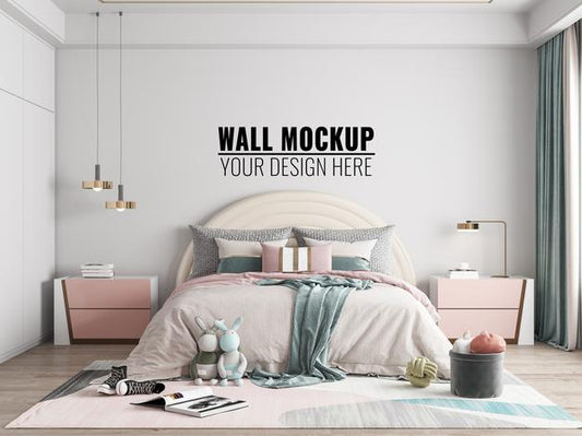 Free Interior Kids Bedroom Wall Mockup Psd