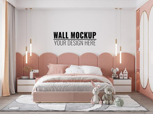 Free Interior Kids Bedroom Wall Mockup Psd