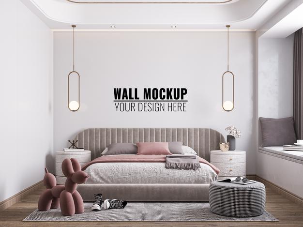 Free Interior Kids Bedroom Wall Mockup Psd