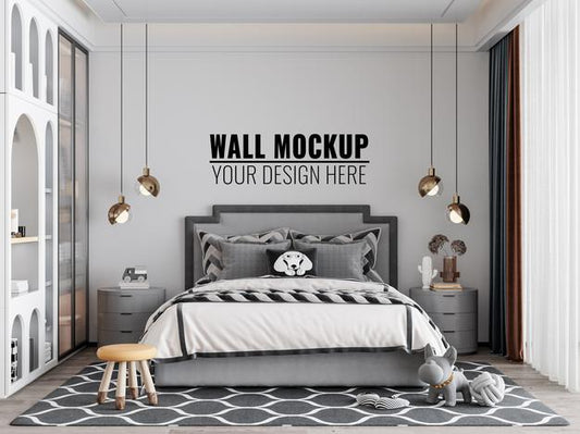 Free Interior Kids Bedroom Wall Mockup Psd