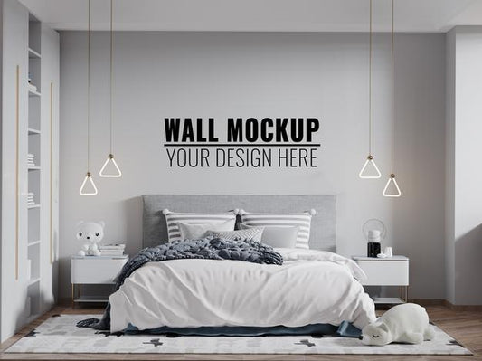 Free Interior Kids Bedroom Wall Mockup Psd
