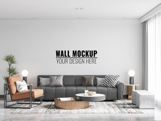 Free Interior Living Room Wall Mockup Psd