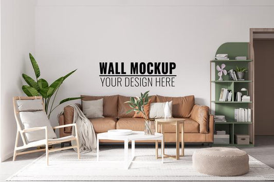 Free Interior Living Room Wall Mockup Psd