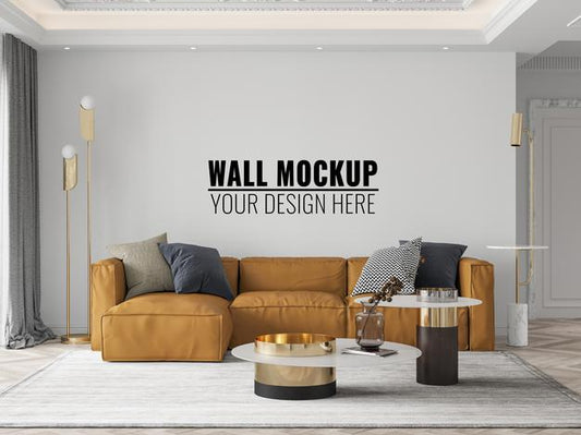 Free Interior Living Room Wall Mockup Psd