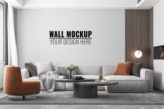 Free Interior Living Room Wall Mockup Psd
