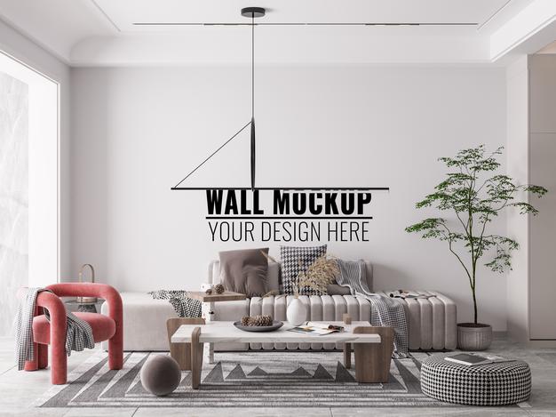 Free Interior Living Room Wall Mockup Psd