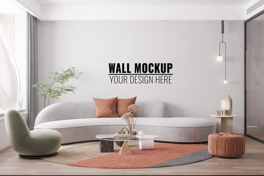 Free Interior Living Room Wall Mockup Psd