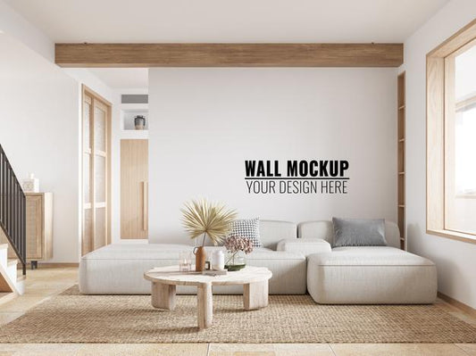 Free Interior Living Room Wall Mockup Psd