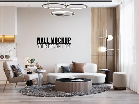 Free Interior Living Room Wall Mockup Psd
