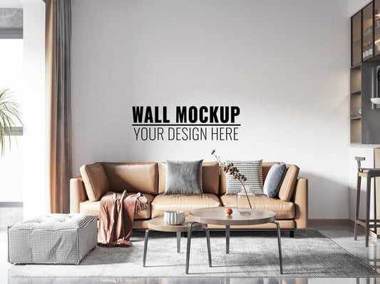 Free Interior Living Room Wall Mockup Psd