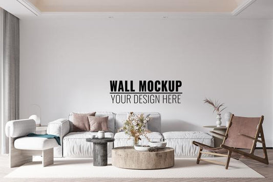 Free Interior Living Room Wall Mockup Psd