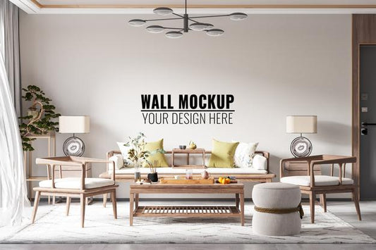 Free Interior Living Room Wall Mockup Psd