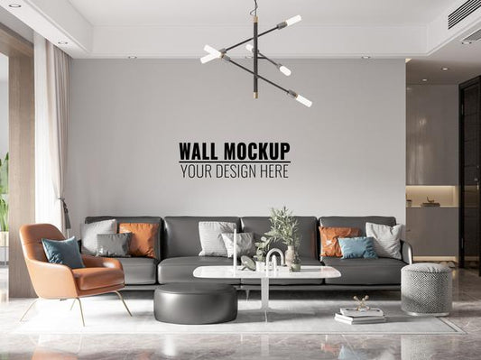Free Interior Living Room Wall Mockup Psd