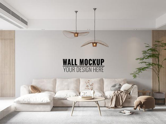 Free Interior Living Room Wall Mockup Psd