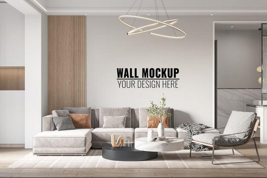 Free Interior Living Room Wall Mockup Psd