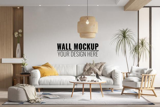 Free Interior Living Room Wall Mockup Psd