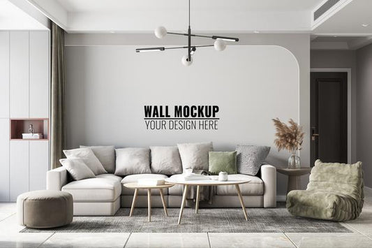Free Interior Living Room Wall Mockup Psd