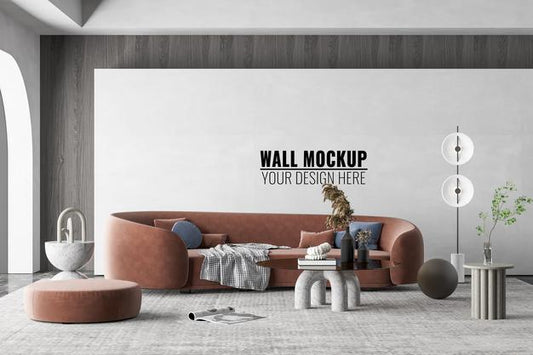 Free Interior Modern Living Room Wall Mockup Psd
