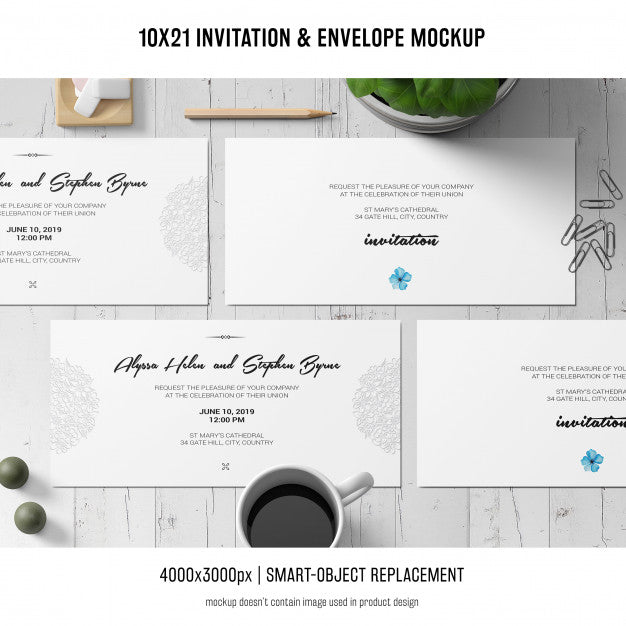 Free Invitation And Envelope Mockup Psd