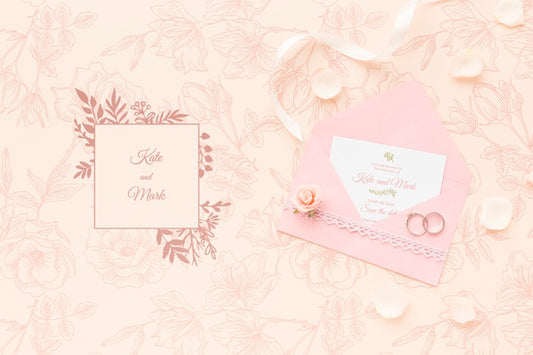 Free Invitation Mock-Up And Wedding Rings Psd