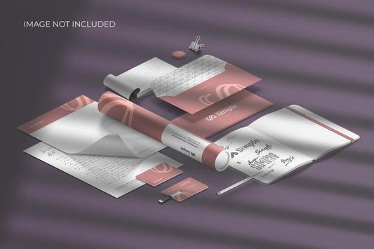 Free Isometric Stationery Branding - Mockup Scene Creator Psd