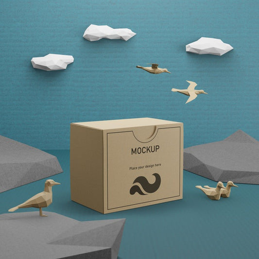Free Kraft Paper Bag With Birds Concept For Ocean Day Psd