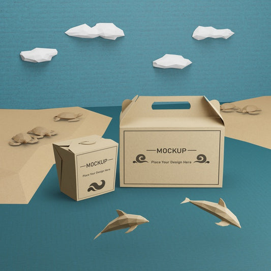 Free Kraft Paper Bags For Ocean Day With Mock-Up Psd