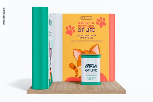 Free L Shaped Pop Up System Mockup, Front View Psd