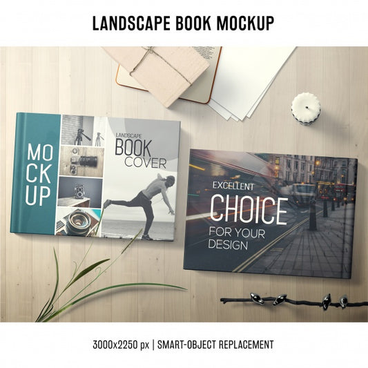 Free Lanscape Book Mockup Psd