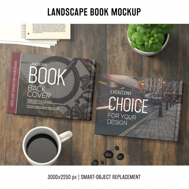 Free Lanscape Book Mockup Psd