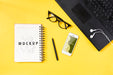 Free Laptop And Notebook On Desk Concept Psd