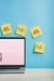 Free Laptop Mockup With Sticky Notes Psd