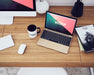 Free Laptop On Desktop Top View Mock Up Psd