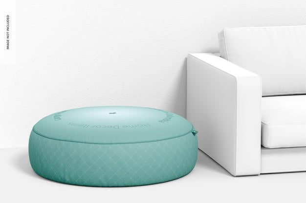 Free Large Pouf With Couch Mockup Psd
