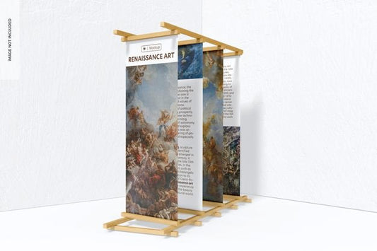 Free Long Wood Exhibition Display Mockup Psd