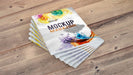 Free Magazine Mockup On Wooden Table Psd